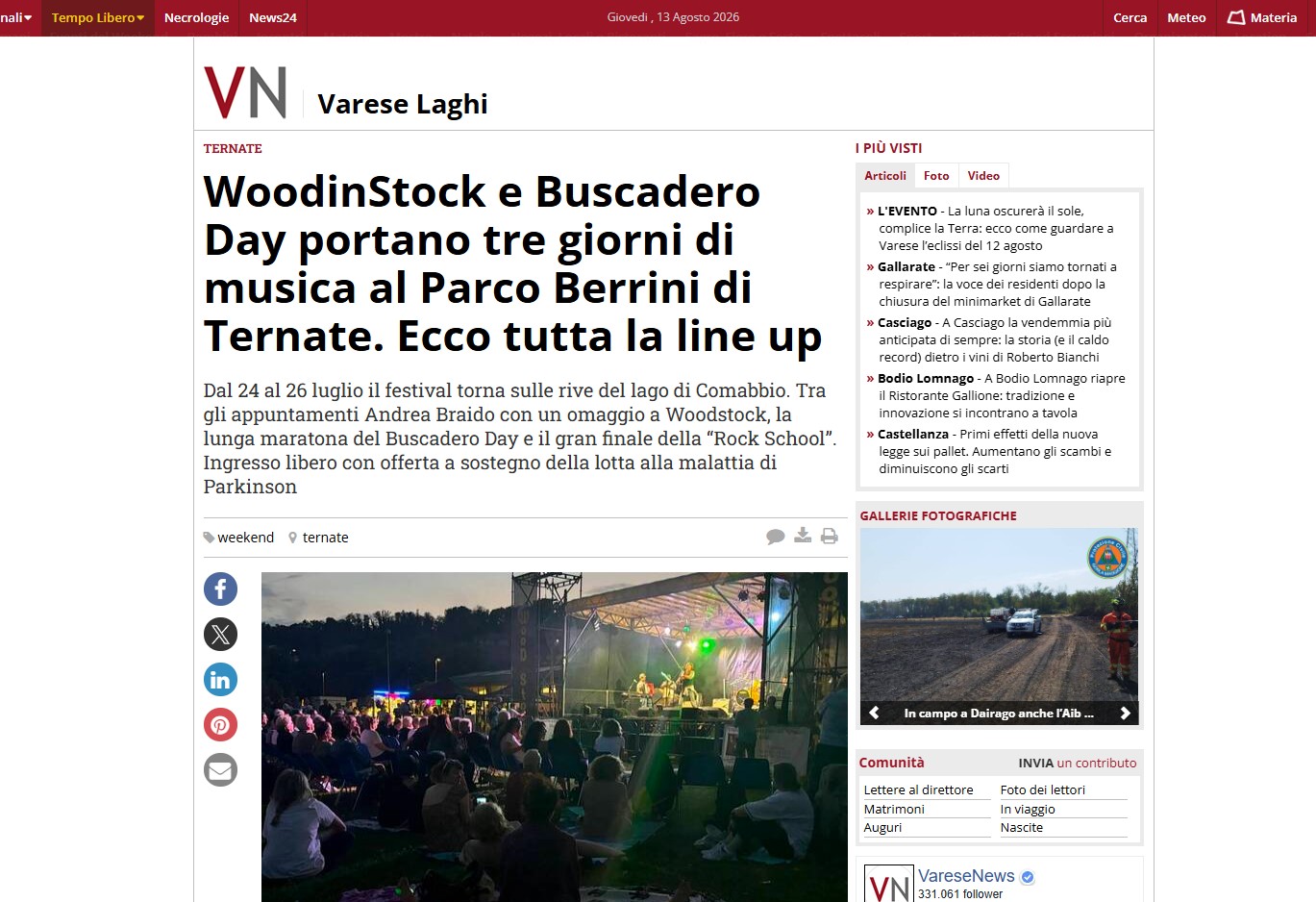 24 Luglio 2026: VareseNews